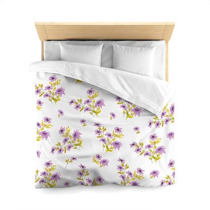 Off-White Cotton Sateen Duvet Cover, Large Mauve Floral Print, CSDU-1364, Queen - 229 x 229 cm / 90 x 90 inches