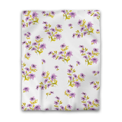 Off-White Cotton Sateen Duvet Cover, Large Mauve Floral Print, CSDU-1364, Twin - 178 x 229 cm / 70 x 90 inches