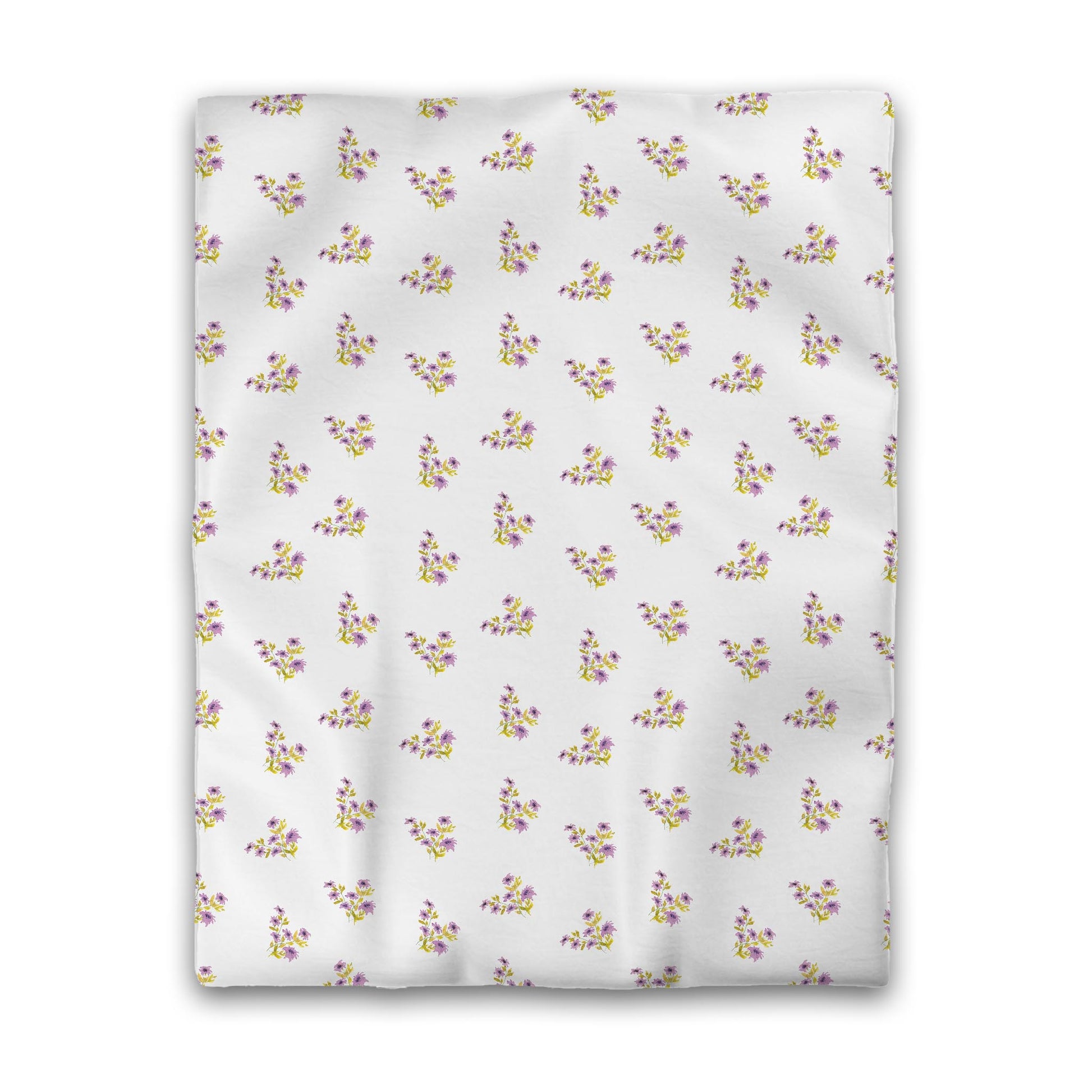 Off-White Cotton Sateen Duvet Cover, Medium Mauve Floral Pattern, CSDU-1365, Twin - 178 x 229 cm / 70 x 90 inches