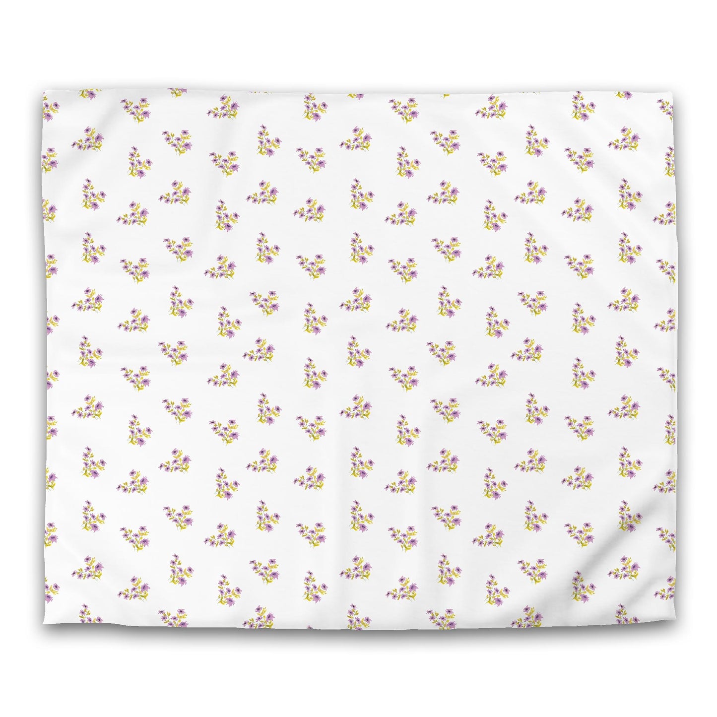 Off-White Cotton Sateen Duvet Cover, Medium Mauve Floral Pattern, CSDU-1365, King - 269 x  234 cm / 106 x 92 inches
