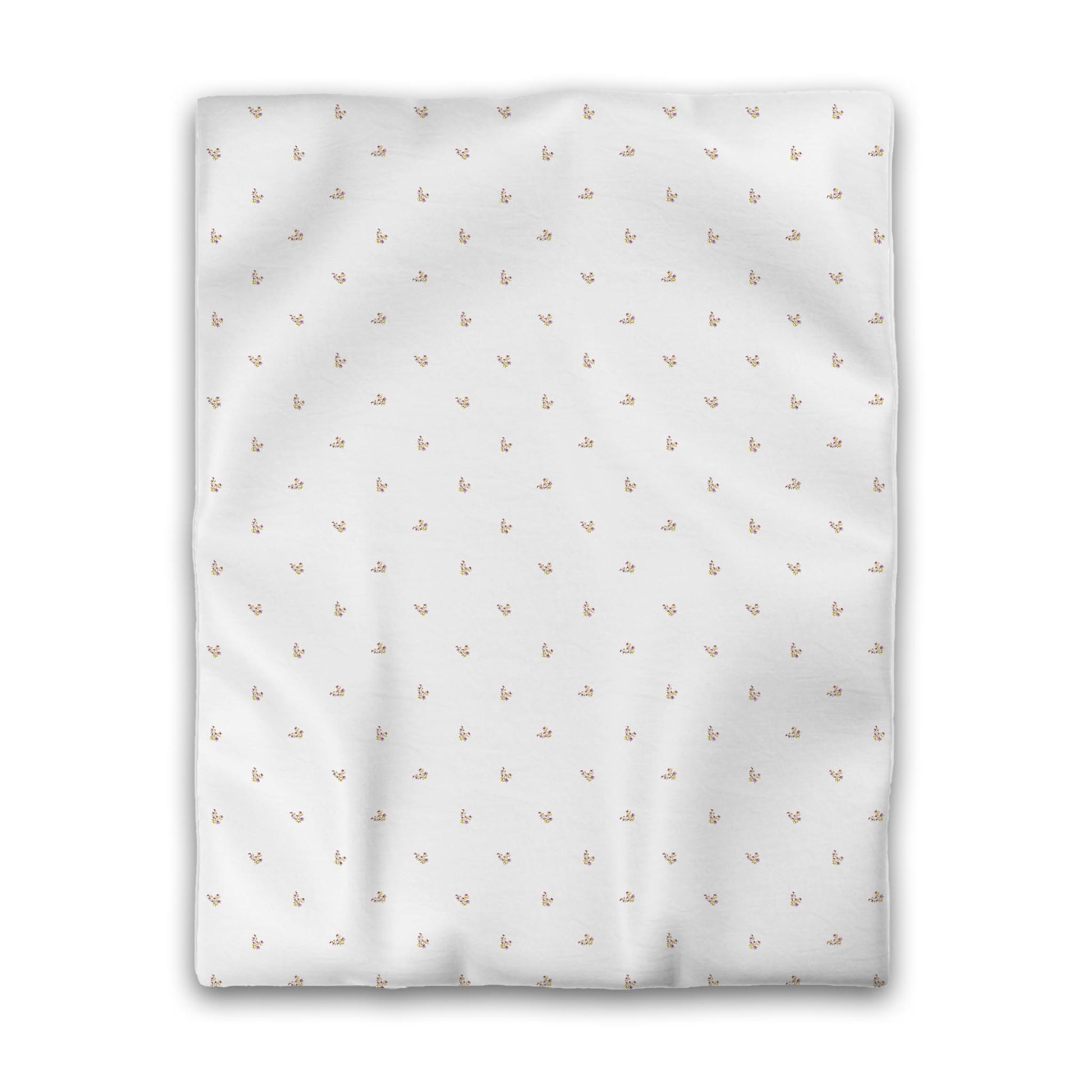 Off-White Cotton Sateen Duvet Cover, Small Mauve Floral Pattern, CSDU-1366, Twin - 178 x 229 cm / 70 x 90 inches