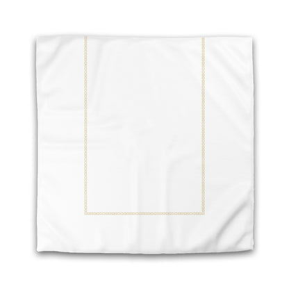 Off-white Cotton Sateen Duvet Cover, Tan Repeating Square Motif Print, Classic Border | CSDU-1371-121