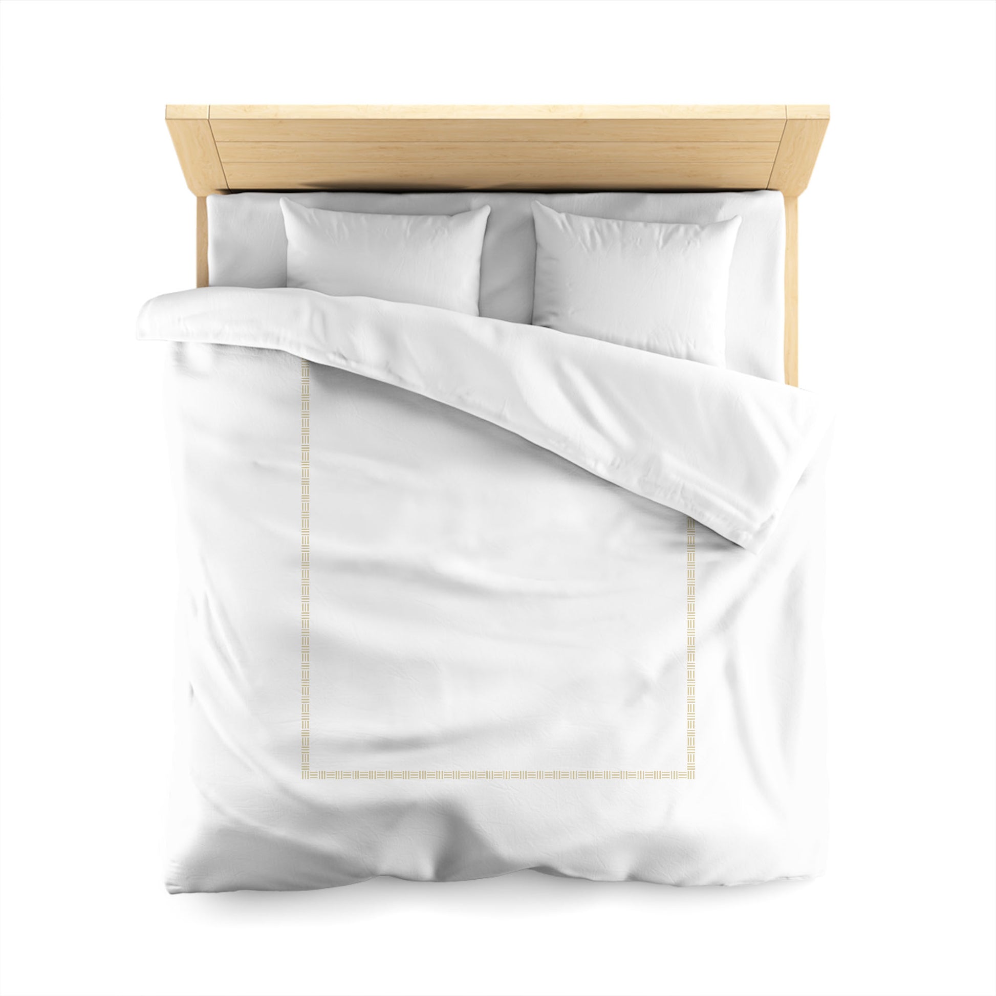 Off-white Cotton Sateen Duvet Cover, Desert Sand Single Weave Motif Print, Classic Border, CSDU-1371-141, Queen - 229 x 229 cm / 90 x 90 inches