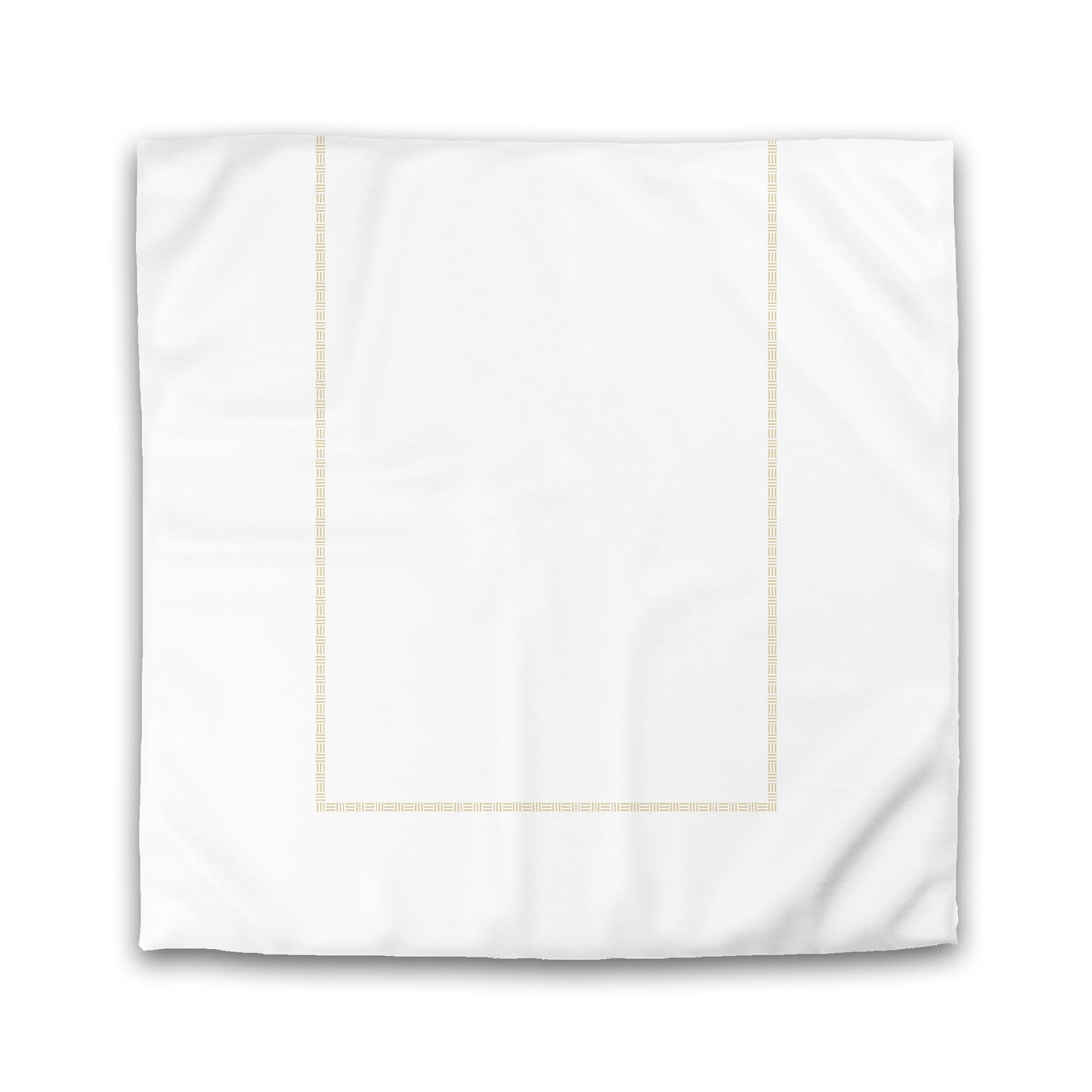 Off-white Cotton Sateen Duvet Cover, Tan Single Weave Motif Print, Classic Border | CSDU-1371-141