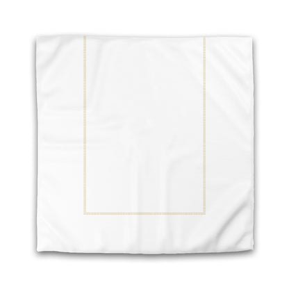 Off-white Cotton Sateen Duvet Cover, Tan Single Weave Motif Print, Classic Border | CSDU-1371-141