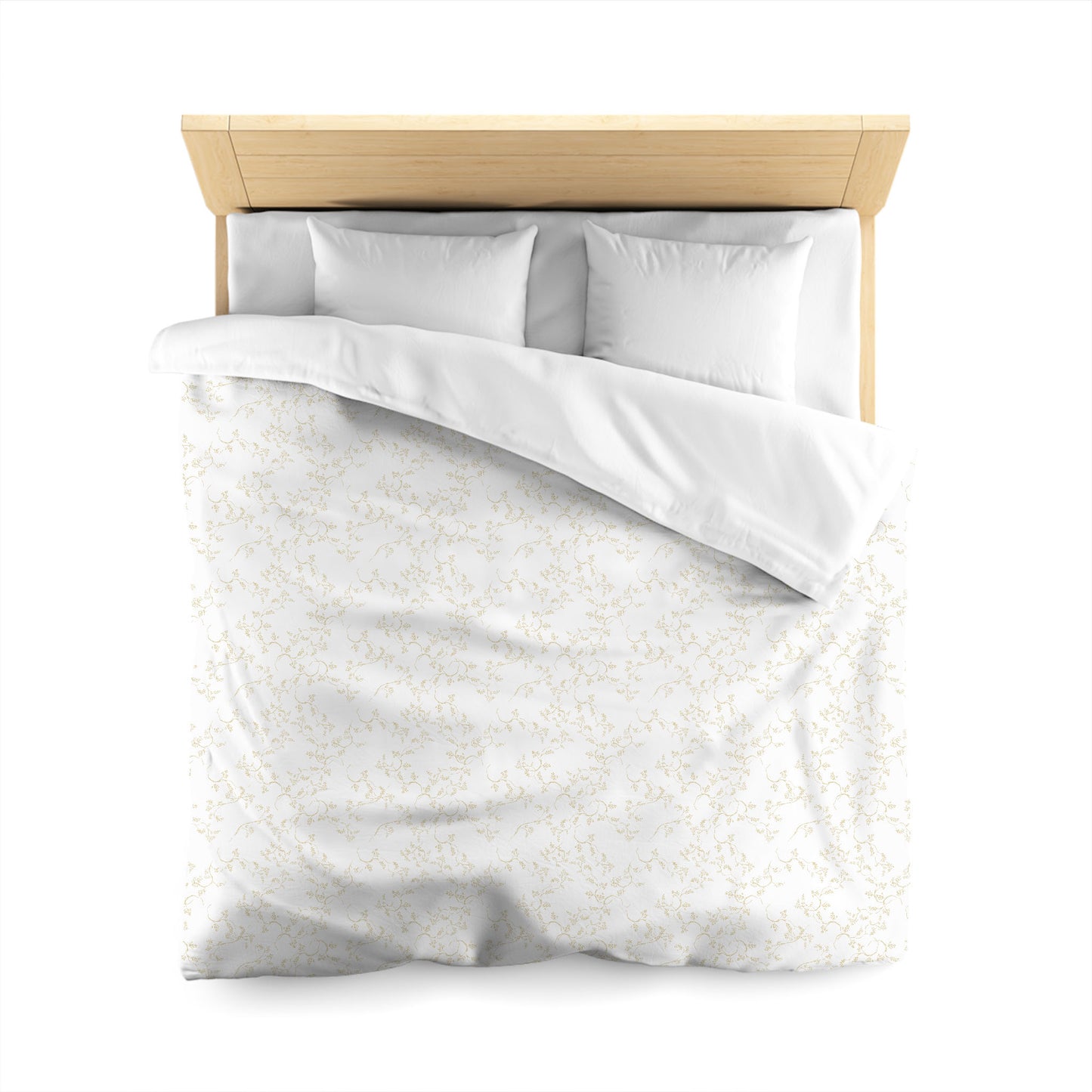 Off-white Cotton Sateen Duvet Cover, Desert Sand Hand-painted Vine Print, CSDU-1371-181, Queen - 229 x 229 cm / 90 x 90 inches