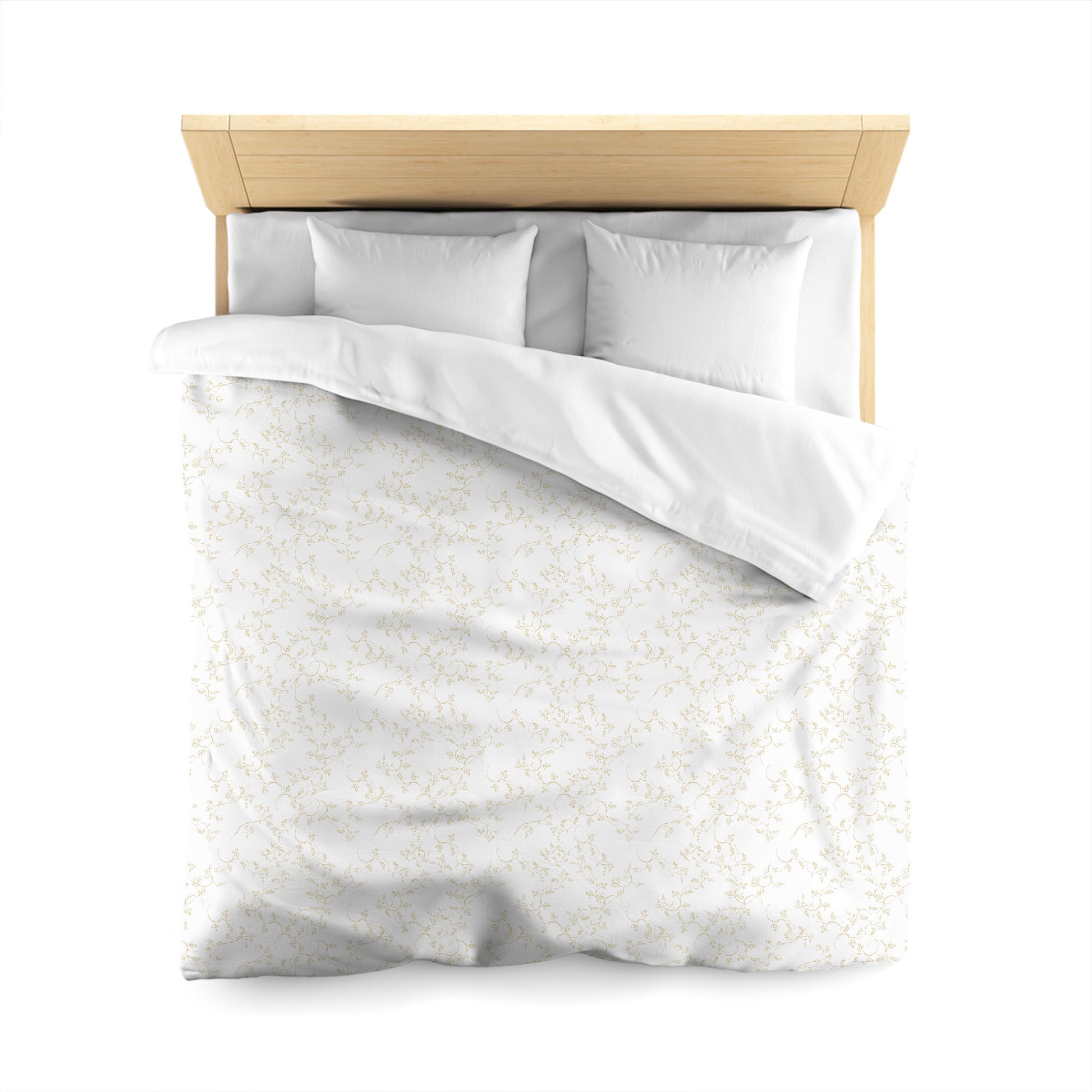 Off-white Cotton Sateen Duvet Cover, Desert Sand Hand-painted Vine Print, CSDU-1371-181, Queen - 229 x 229 cm / 90 x 90 inches