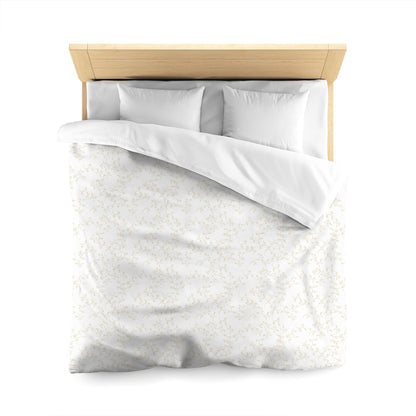 Off-white Cotton Sateen Duvet Cover, Desert Sand Hand-painted Vine Print, CSDU-1371-181, Queen - 229 x 229 cm / 90 x 90 inches