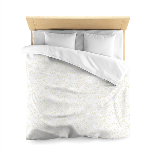 Off-white Cotton Sateen Duvet Cover, Desert Sand Hand-painted Vine Print, CSDU-1371-181, Queen - 229 x 229 cm / 90 x 90 inches
