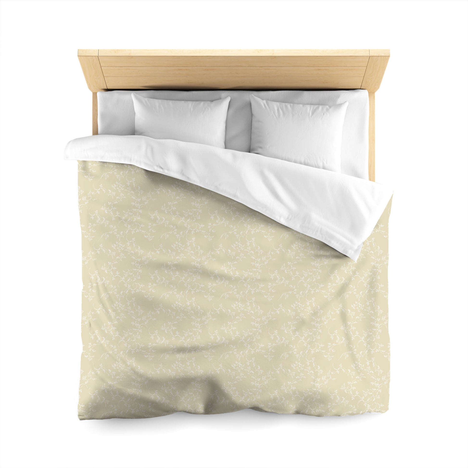 Desert Sand Cotton Sateen Duvet Cover, Off-white Hand-painted Vine Print, CSDU-1371-182, Queen - 229 x 229 cm / 90 x 90 inches
