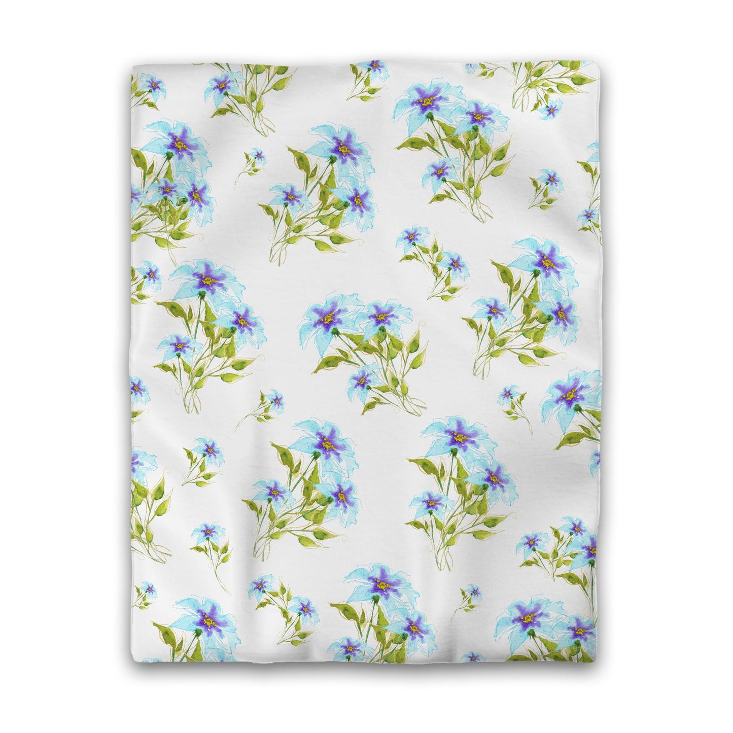 Off-White Cotton Sateen Duvet Cover, Large Blue Floral Print, CSDU-1374, Twin - 178 x 229 cm / 70 x 90 inches