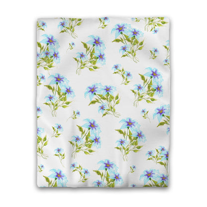 Off-White Cotton Sateen Duvet Cover, Large Blue Floral Print, CSDU-1374, Twin - 178 x 229 cm / 70 x 90 inches