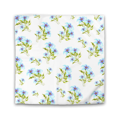 Off-White Cotton Sateen Duvet Cover, Large Blue Floral Print | CSDU-1374