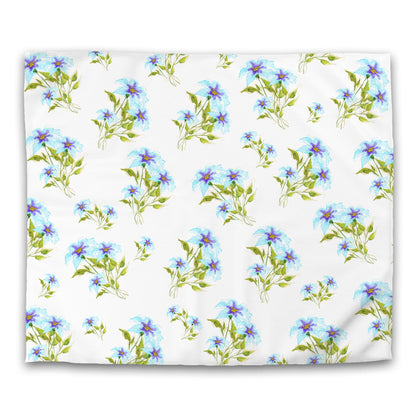 Off-White Cotton Sateen Duvet Cover, Large Blue Floral Print, CSDU-1374, King - 269 x  234 cm / 106 x 92 inches