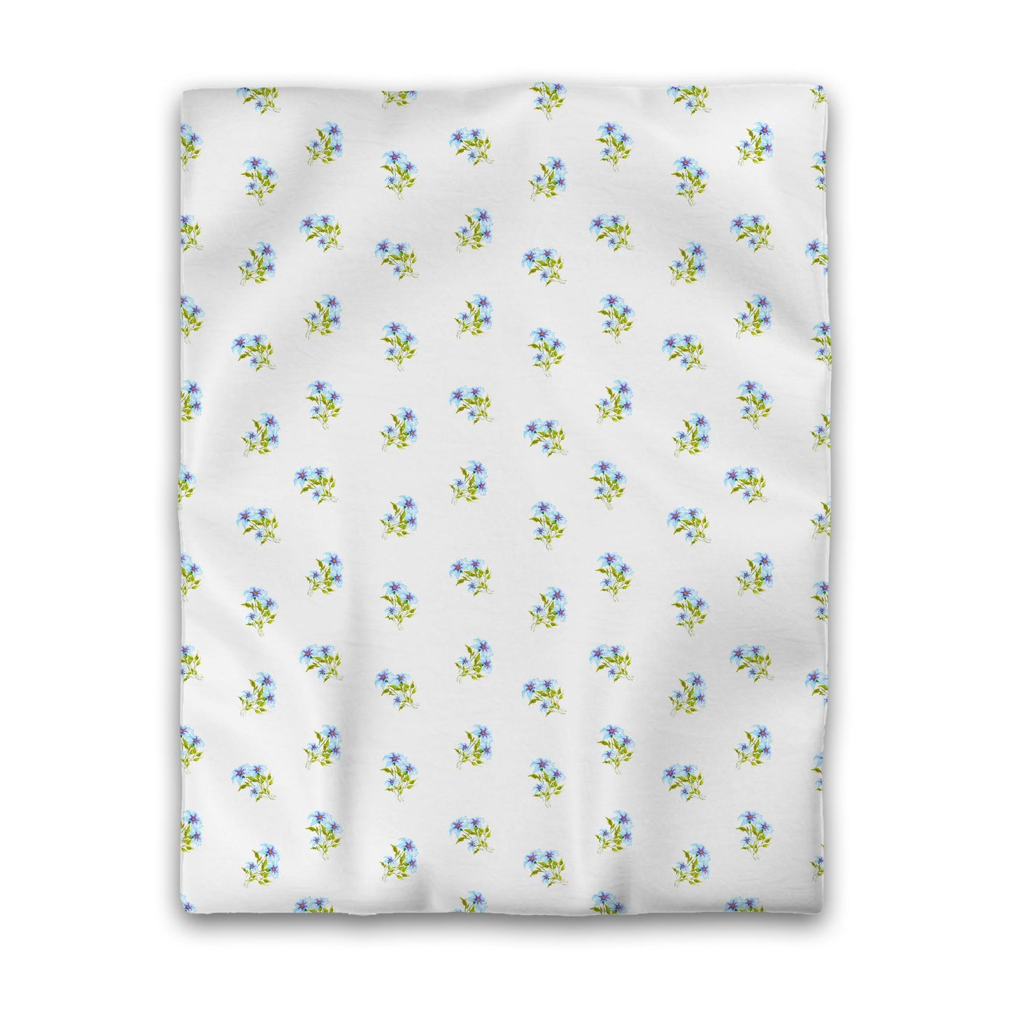Off-White Cotton Sateen Duvet Cover, Medium Blue Floral Pattern, CSDU-1375, Twin - 178 x 229 cm / 70 x 90 inches