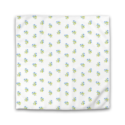 Off-White Cotton Sateen Duvet Cover, Medium Blue Floral Pattern | CSDU-1375