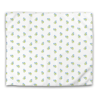 Off-White Cotton Sateen Duvet Cover, Medium Blue Floral Pattern, CSDU-1375, King - 269 x  234 cm / 106 x 92 inches