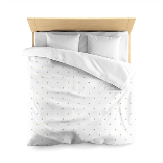 Off-White Cotton Sateen Duvet Cover, Small Blue Floral Pattern, CSDU-1376, Queen - 229 x 229 cm / 90 x 90 inches