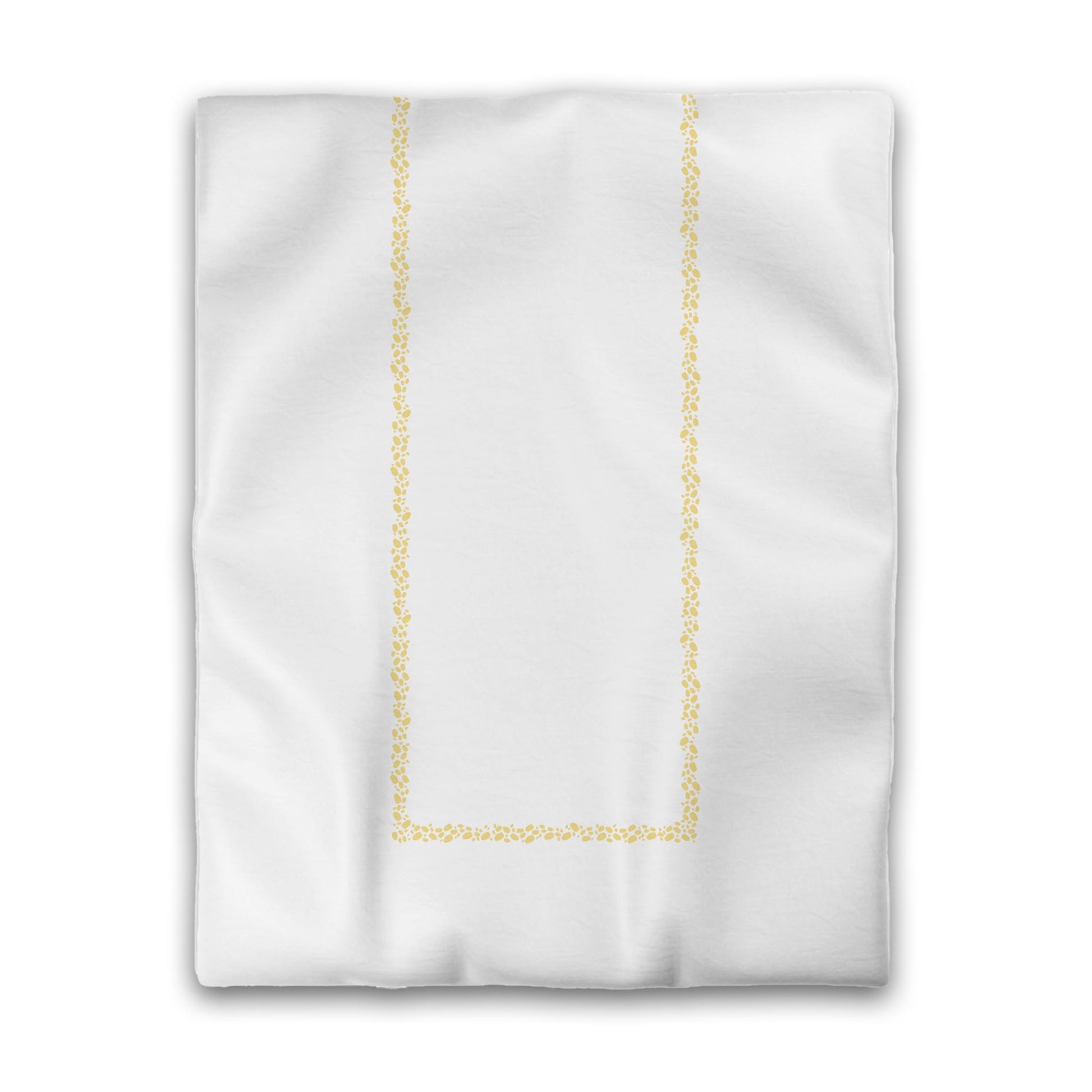 Off-white Cotton Sateen Duvet Cover, Yellow Hand-painted Dab Motif Print, Classic Border, CSDU-1381-091, Twin - 178 x 229 cm / 70 x 90 inches