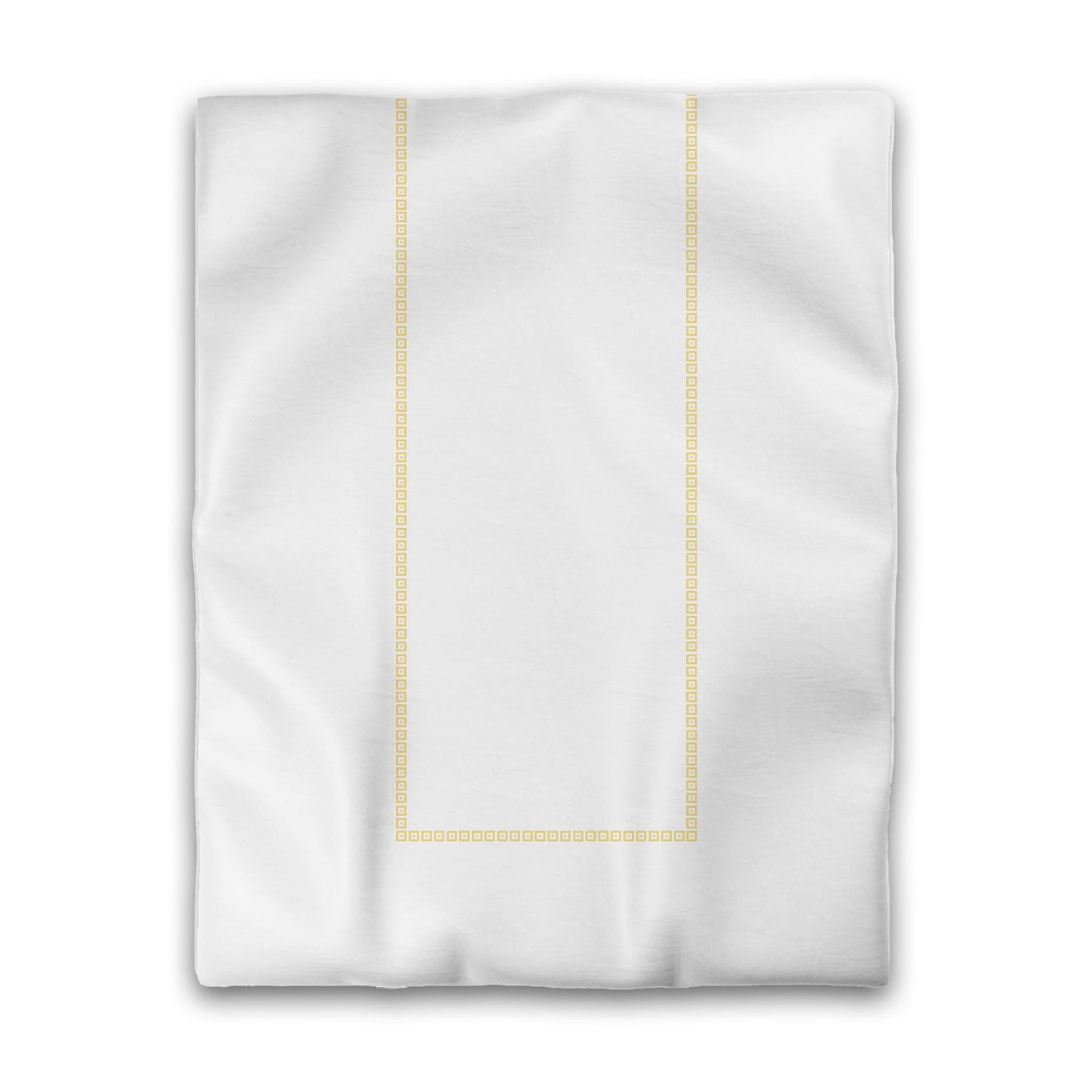 Off-white Cotton Sateen Duvet Cover, Yellow Repeating Square Motif Print, Classic Border, CSDU-1381-121, Twin - 178 x 229 cm / 70 x 90 inches