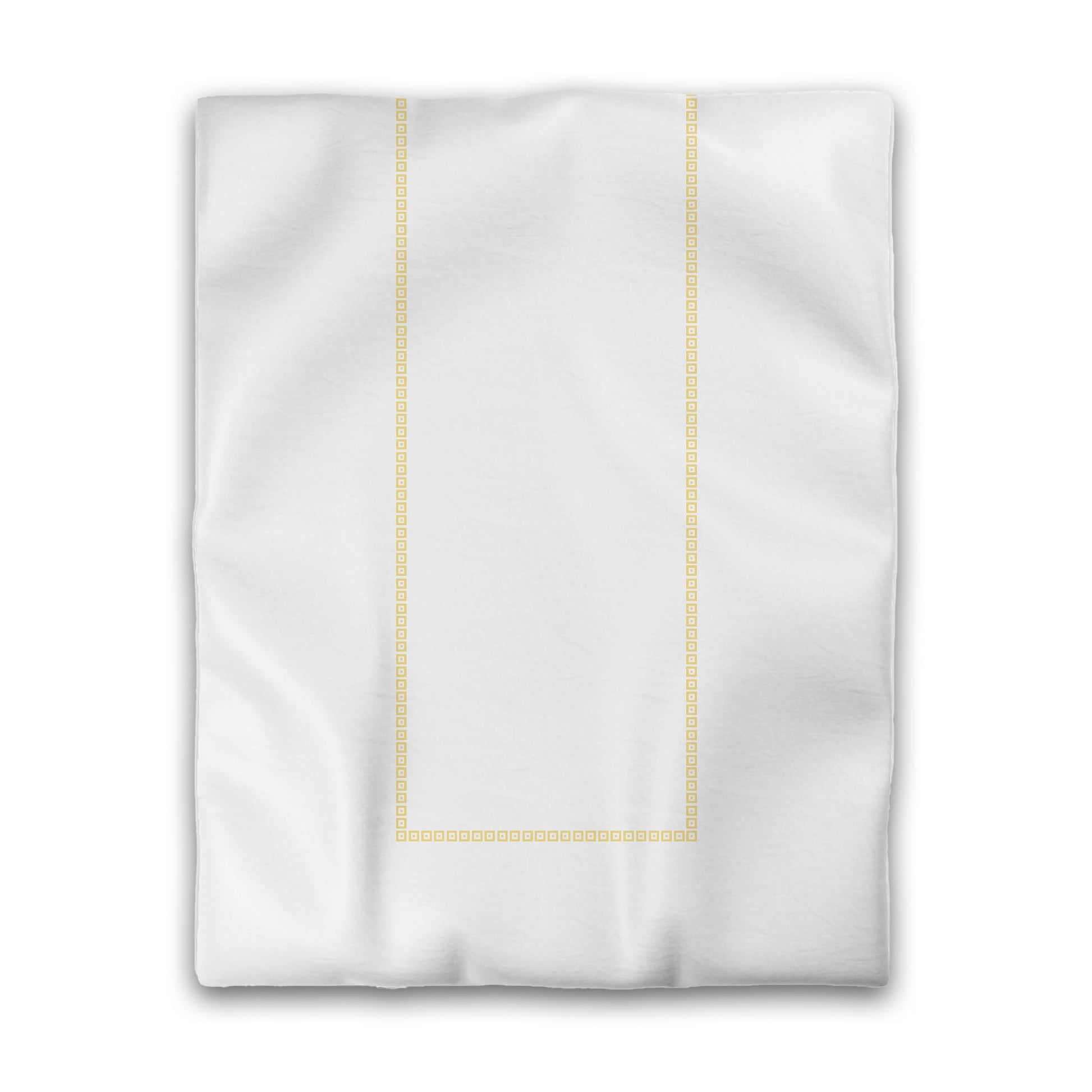Off-white Cotton Sateen Duvet Cover, Yellow Repeating Square Motif Print, Classic Border, CSDU-1381-121, Twin - 178 x 229 cm / 70 x 90 inches