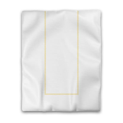 Off-white Cotton Sateen Duvet Cover, Yellow Repeating Square Motif Print, Classic Border, CSDU-1381-121, Twin - 178 x 229 cm / 70 x 90 inches