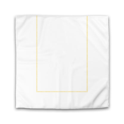 Off-white Cotton Sateen Duvet Cover, Yellow Repeating Square Motif Print, Classic Border | CSDU-1381-121