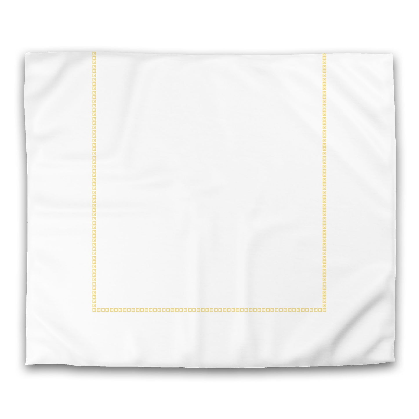 Off-white Cotton Sateen Duvet Cover, Yellow Repeating Square Motif Print, Classic Border, CSDU-1381-121, King - 269 x  234 cm / 106 x 92 inches