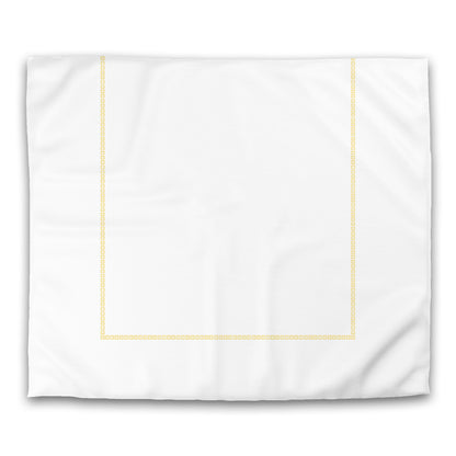 Off-white Cotton Sateen Duvet Cover, Yellow Repeating Square Motif Print, Classic Border, CSDU-1381-121, King - 269 x  234 cm / 106 x 92 inches