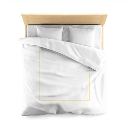 Off-white Cotton Sateen Duvet Cover, Yellow Single Weave Motif Print, Classic Border, CSDU-1381-141, Queen - 229 x 229 cm / 90 x 90 inches