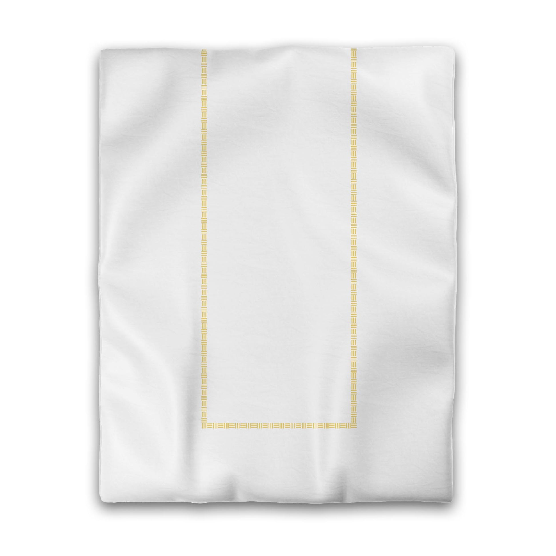 Off-white Cotton Sateen Duvet Cover, Yellow Single Weave Motif Print, Classic Border, CSDU-1381-141, Twin - 178 x 229 cm / 70 x 90 inches