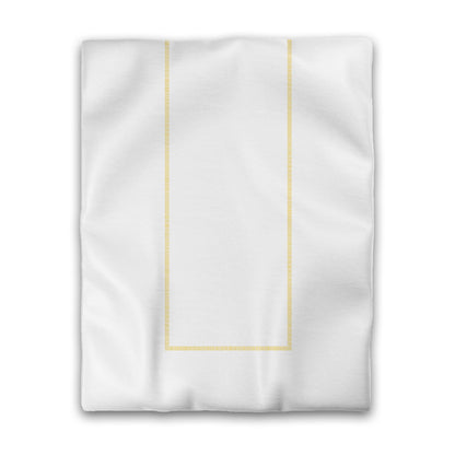 Off-white Cotton Sateen Duvet Cover, Yellow Single Weave Motif Print, Classic Border, CSDU-1381-141, Twin - 178 x 229 cm / 70 x 90 inches
