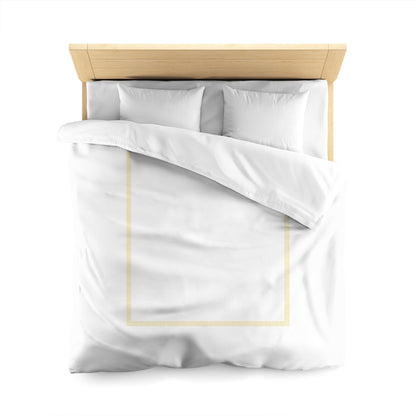 Off-white Cotton Sateen Duvet Cover, Yellow Double Weave Motif Print, Classic Border, CSDU-1381-143, Queen - 229 x 229 cm / 90 x 90 inches