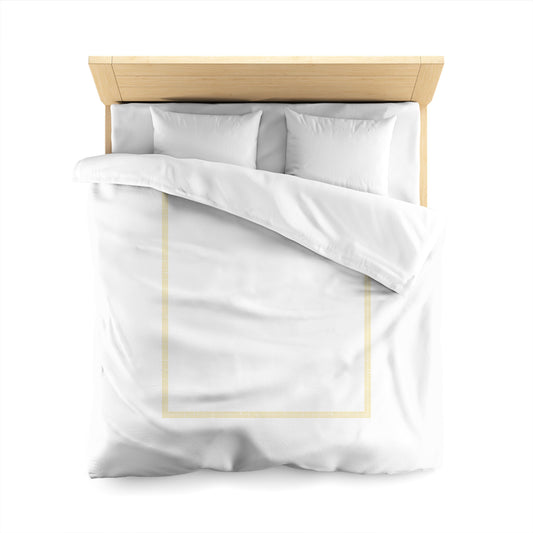 Off-white Cotton Sateen Duvet Cover, Yellow Double Weave Motif Print, Classic Border, CSDU-1381-143, Queen - 229 x 229 cm / 90 x 90 inches