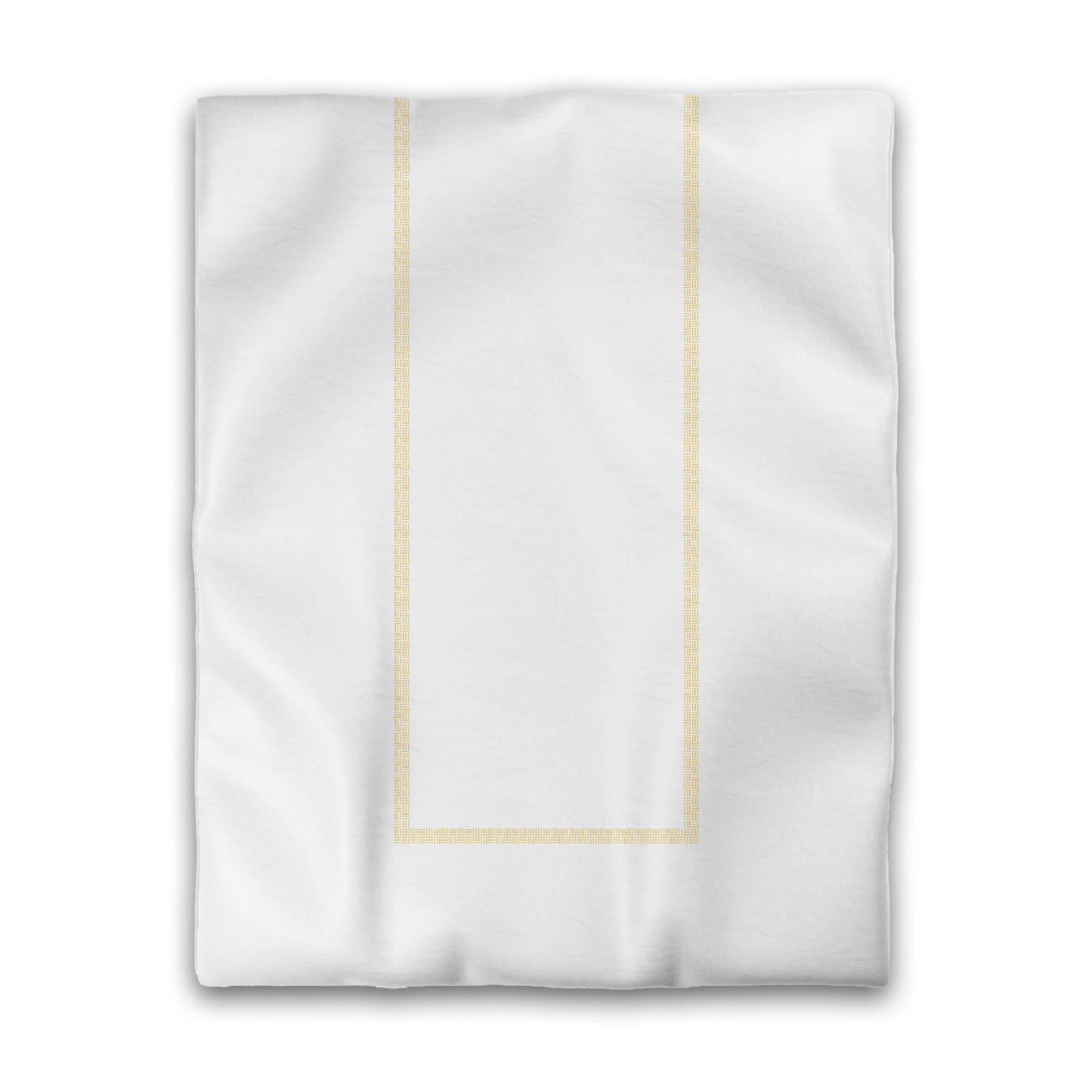 Off-white Cotton Sateen Duvet Cover, Yellow Double Weave Motif Print, Classic Border, CSDU-1381-143, Twin - 178 x 229 cm / 70 x 90 inches