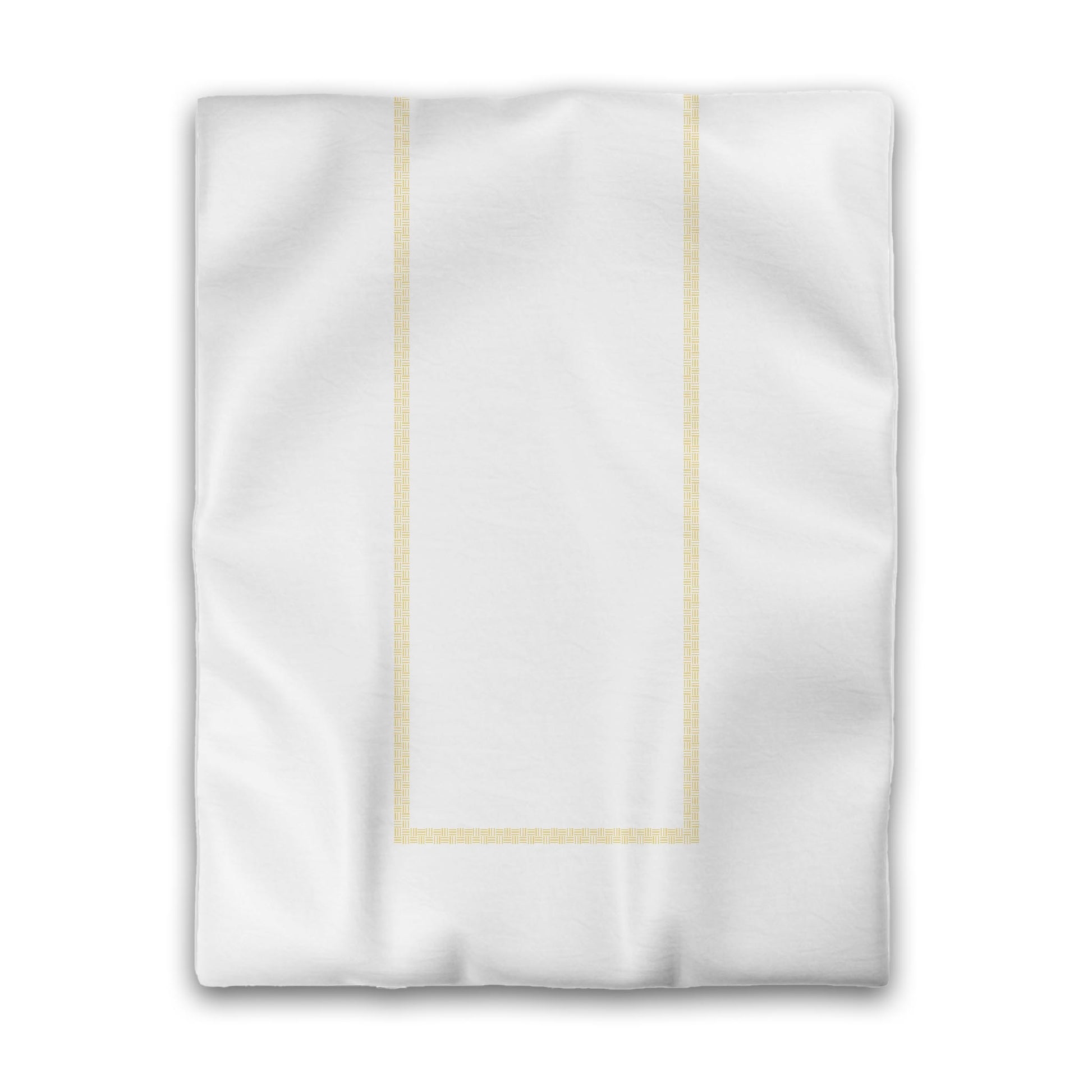 Off-white Cotton Sateen Duvet Cover, Yellow Double Weave Motif Print, Classic Border, CSDU-1381-143, Twin - 178 x 229 cm / 70 x 90 inches