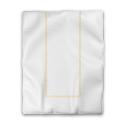 Off-white Cotton Sateen Duvet Cover, Yellow Double Weave Motif Print, Classic Border, CSDU-1381-143, Twin - 178 x 229 cm / 70 x 90 inches