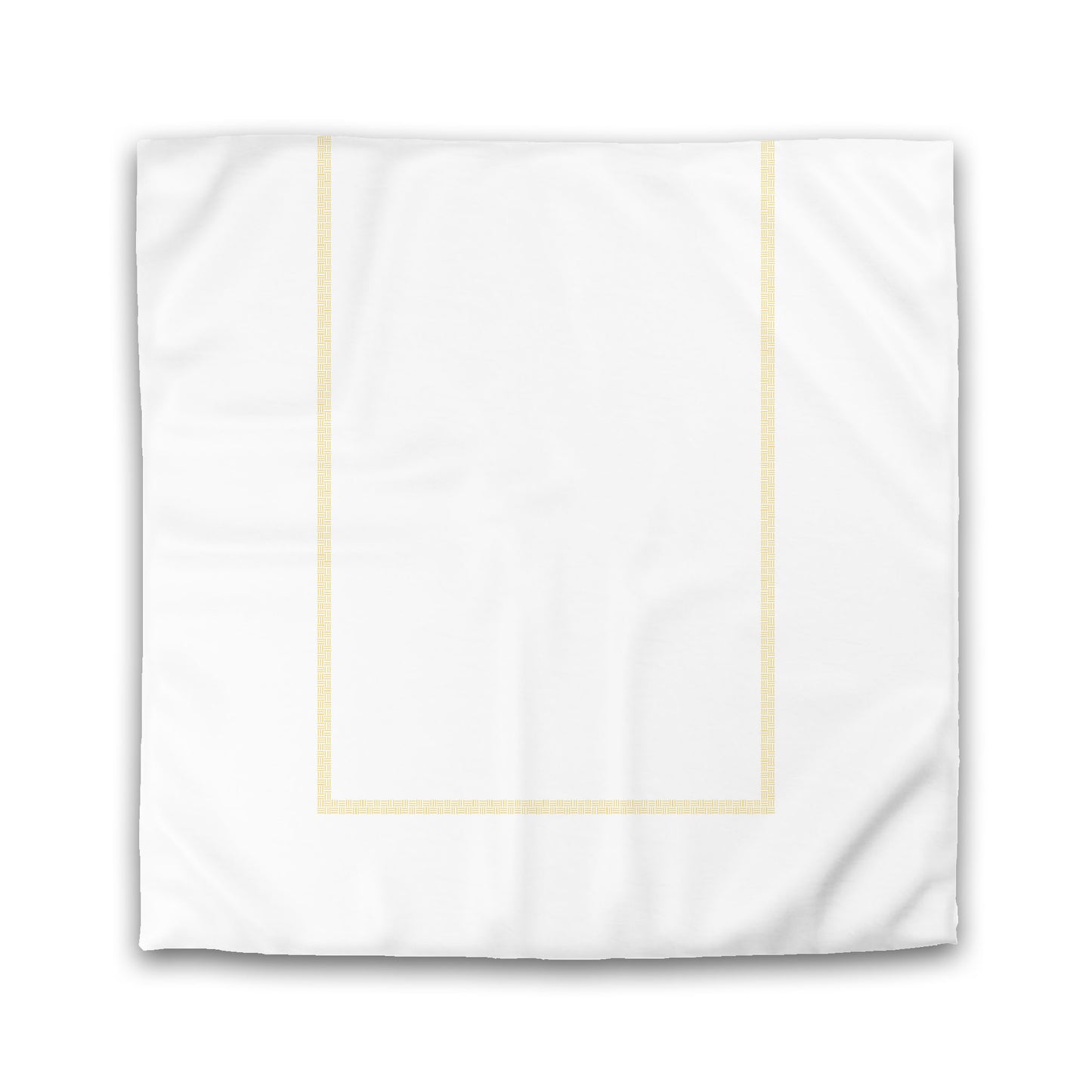 Off-white Cotton Sateen Duvet Cover, Yellow Double Weave Motif Print, Classic Border | CSDU-1381-143
