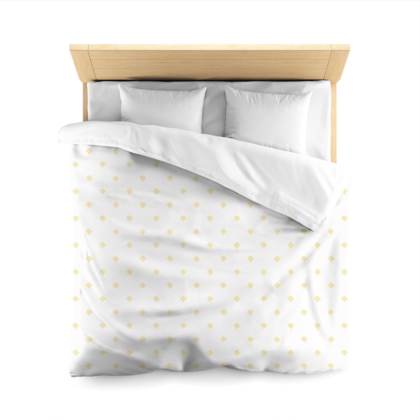 Off-white Cotton Sateen Duvet Cover, Yellow Hand-painted Swizzle Motif Print, CSDU-1381-171, Queen - 229 x 229 cm / 90 x 90 inches