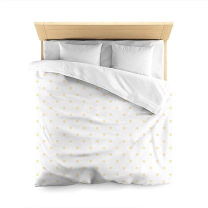 Off-white Cotton Sateen Duvet Cover, Yellow Hand-painted Swizzle Motif Print, CSDU-1381-171, Queen - 229 x 229 cm / 90 x 90 inches