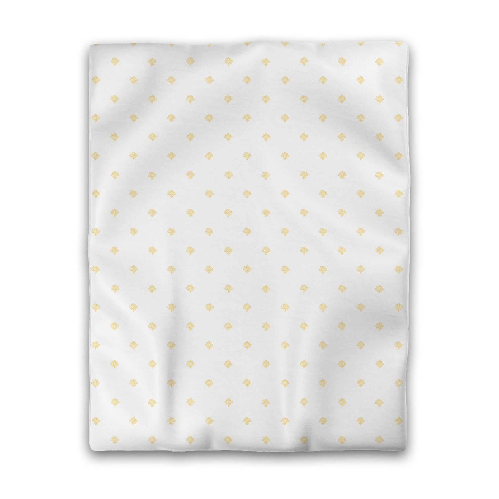 Off-white Cotton Sateen Duvet Cover, Yellow Hand-painted Swizzle Motif Print, CSDU-1381-171, Twin - 178 x 229 cm / 70 x 90 inches