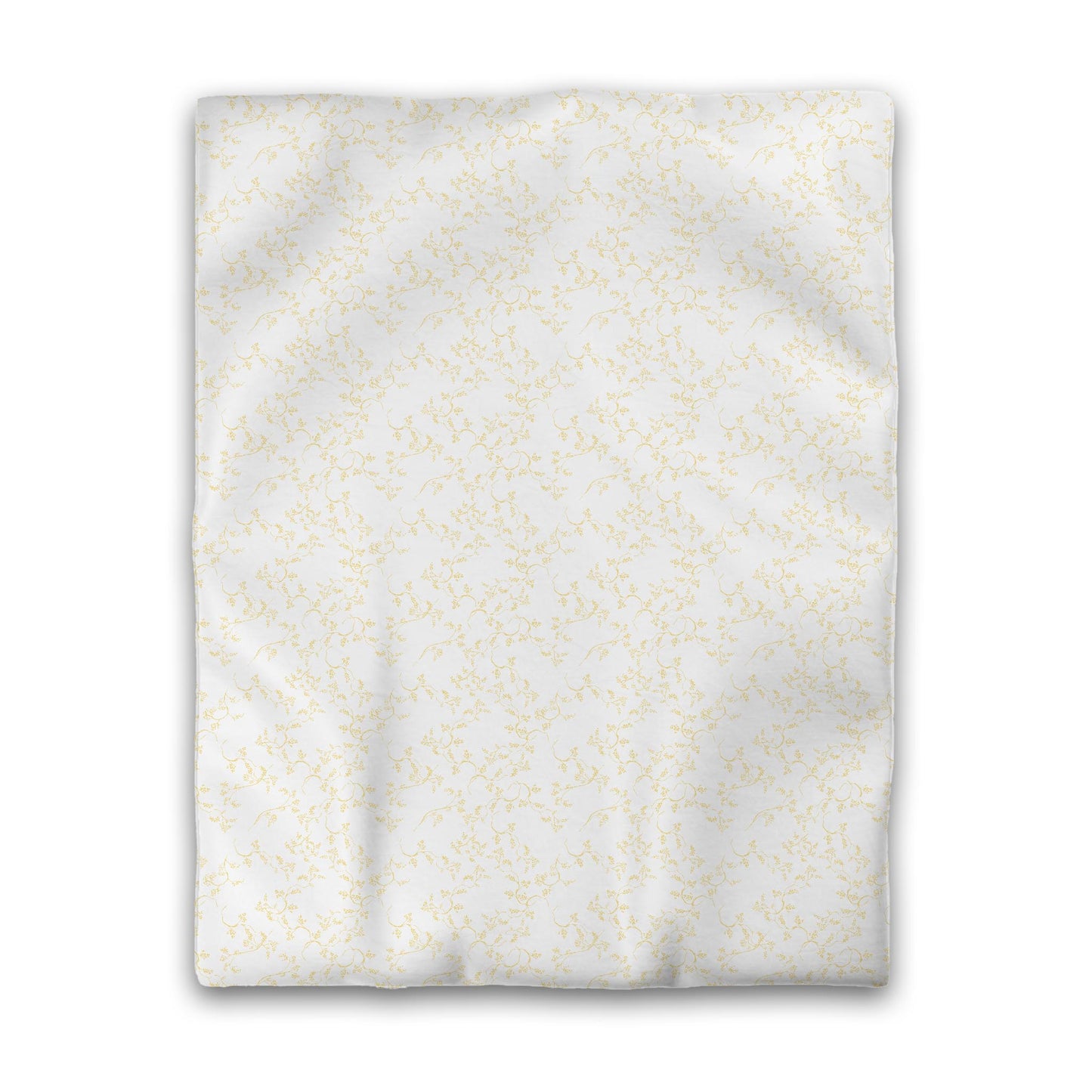 Off-white Cotton Sateen Duvet Cover, Yellow Hand-painted Vine Print, CSDU-1381-181, Twin - 178 x 229 cm / 70 x 90 inches