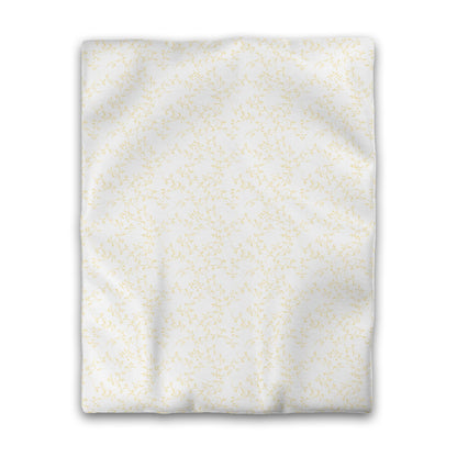 Off-white Cotton Sateen Duvet Cover, Yellow Hand-painted Vine Print, CSDU-1381-181, Twin - 178 x 229 cm / 70 x 90 inches