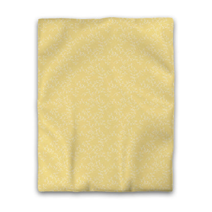 Yellow Cotton Sateen Duvet Cover, Off-white Hand-painted Vine Print, CSDU-1381-182, Twin - 178 x 229 cm / 70 x 90 inches