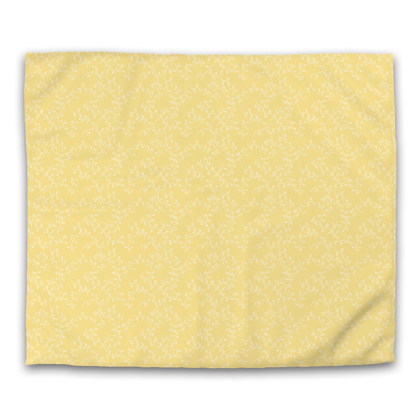 Yellow Cotton Sateen Duvet Cover, Off-white Hand-painted Vine Print, CSDU-1381-182, King - 269 x  234 cm / 106 x 92 inches