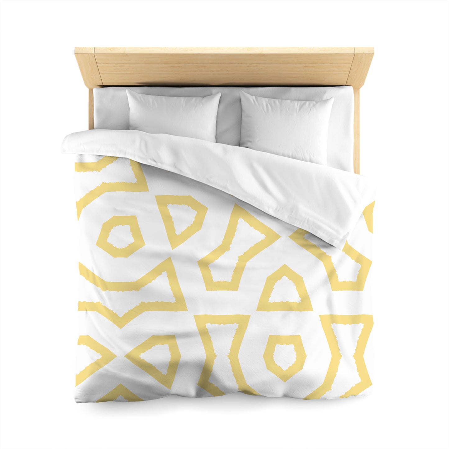 Off-white Cotton Sateen Duvet Cover, Bold Yellow Graphic, CSDU-1381-391, Queen - 229 x 229 cm / 90 x 90 inches