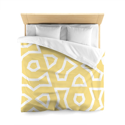 Yellow Cotton Sateen Duvet Cover, Bold Off-white Graphic, CSDU-1381-392, Queen - 229 x 229 cm / 90 x 90 inches