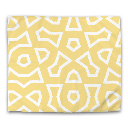 Yellow Cotton Sateen Duvet Cover, Bold Off-white Graphic, CSDU-1381-392, King - 269 x  234 cm / 106 x 92 inches