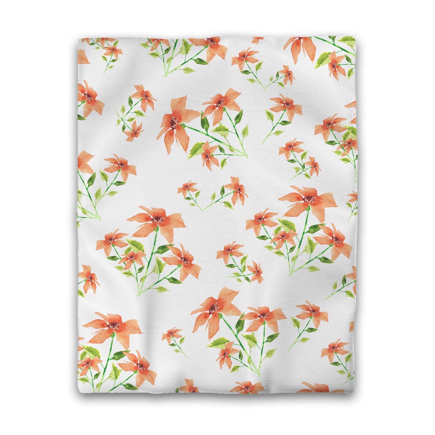 Off-White Cotton Sateen Duvet Cover, Large Pale Orange Floral Print, CSDU-1384, Twin - 178 x 229 cm / 70 x 90 inches