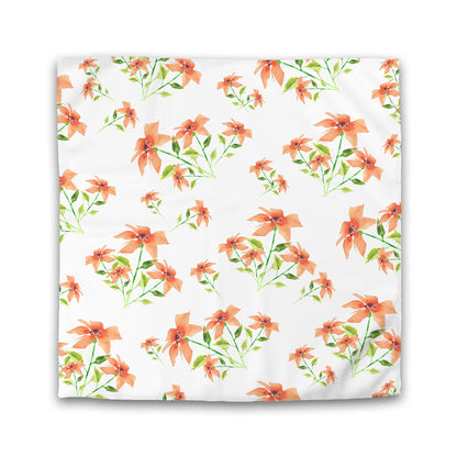 Off-White Cotton Sateen Duvet Cover, Large Pale Orange Floral Print | CSDU-1384